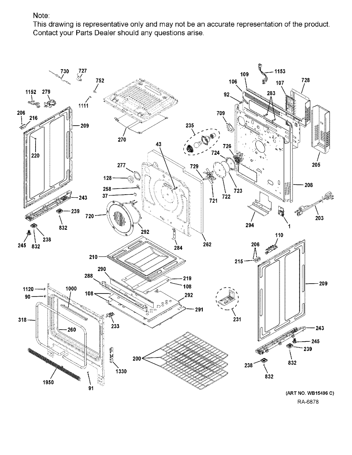 BODY PARTS Diagram and Parts List for PCGS930EEL1ES  General Electric Range