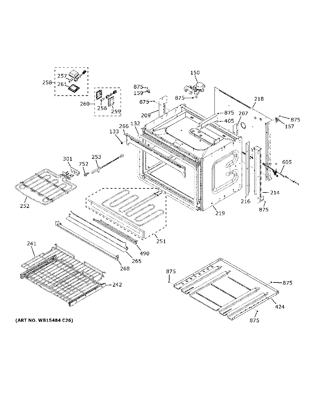Lower Oven Diagram and Parts List for PKD7000BN2TS  General Electric Wall Oven