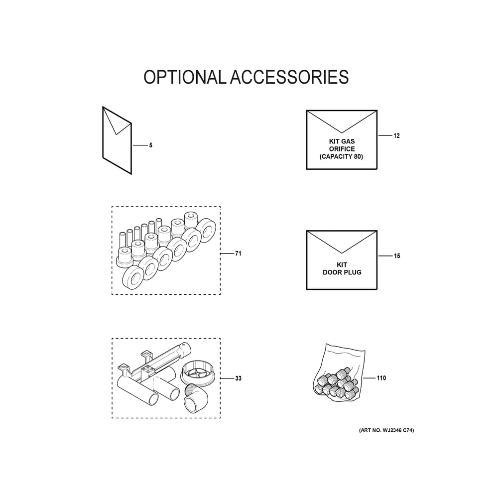 Optional Accessories Diagram and Parts List for NF95X080S4CR0  General Electric Furnace