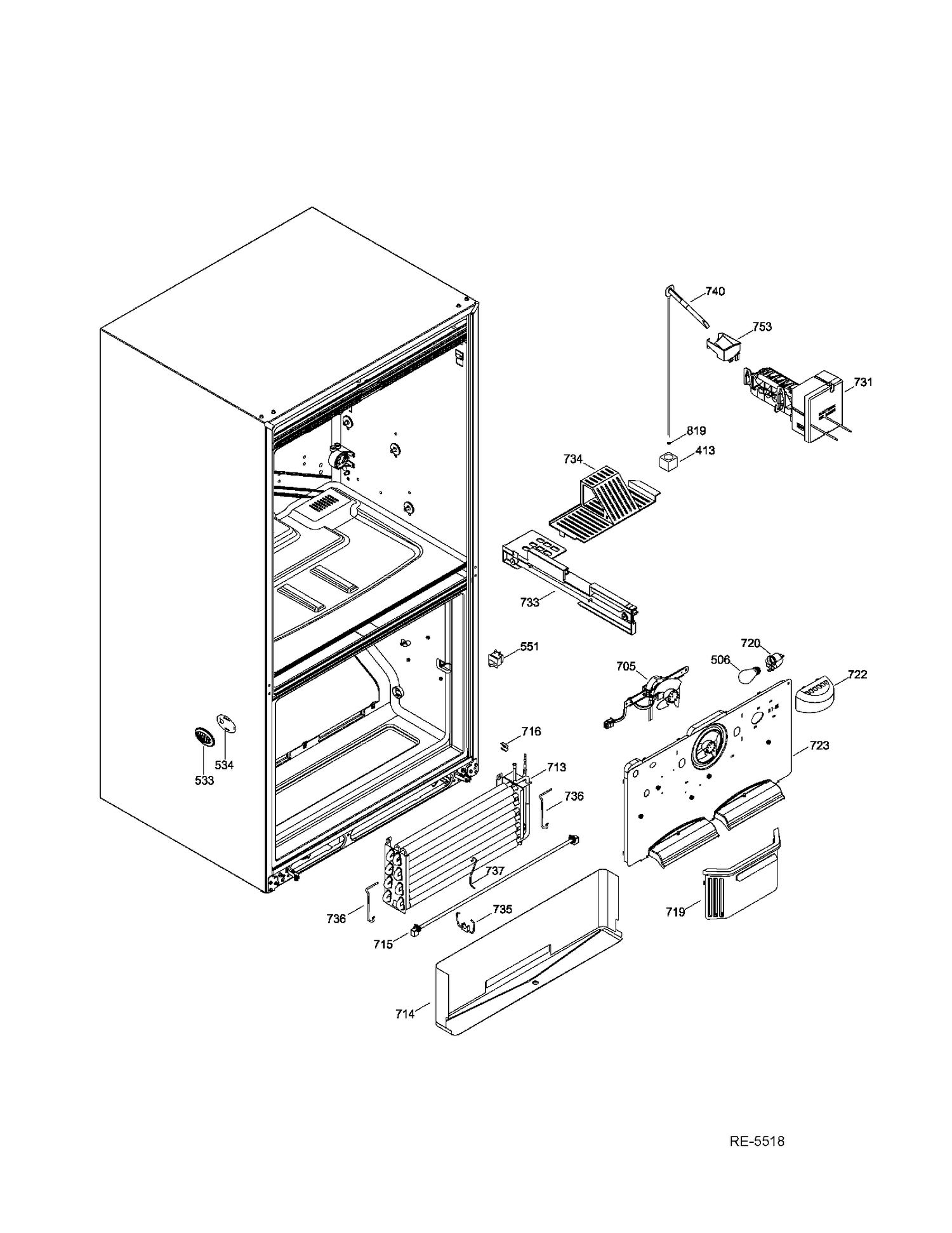 FZ FUNCTIONAL PARTS Diagram and Parts List for GFMS5HFFASS  General Electric Refrigerator