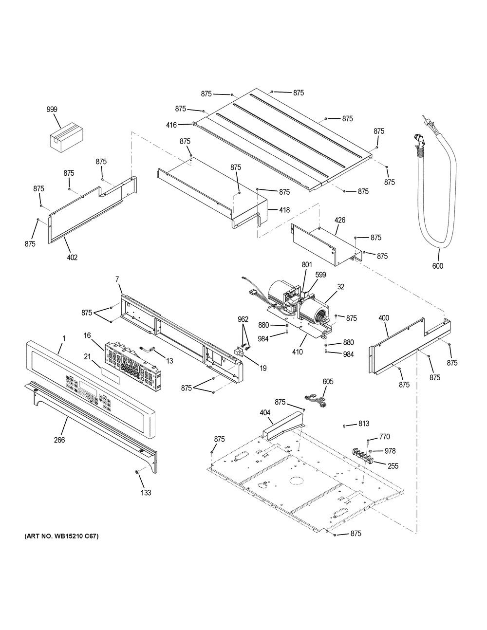 Control Panel Diagram and Parts List for JT5000BL6TS  General Electric Wall Oven