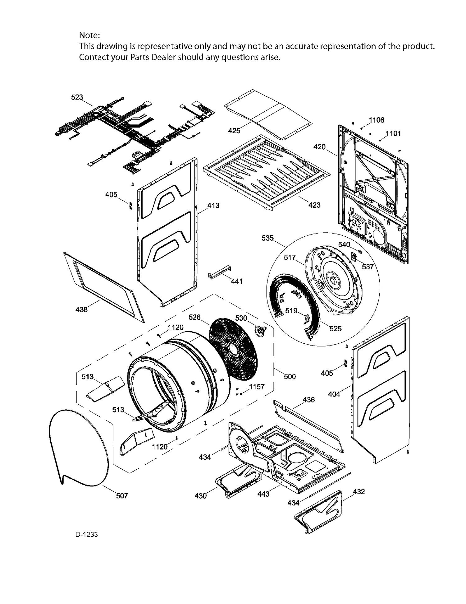 CABINET & DRUM DRYER Diagram and Parts List for GUAN275ED2WW  General Electric Dryer