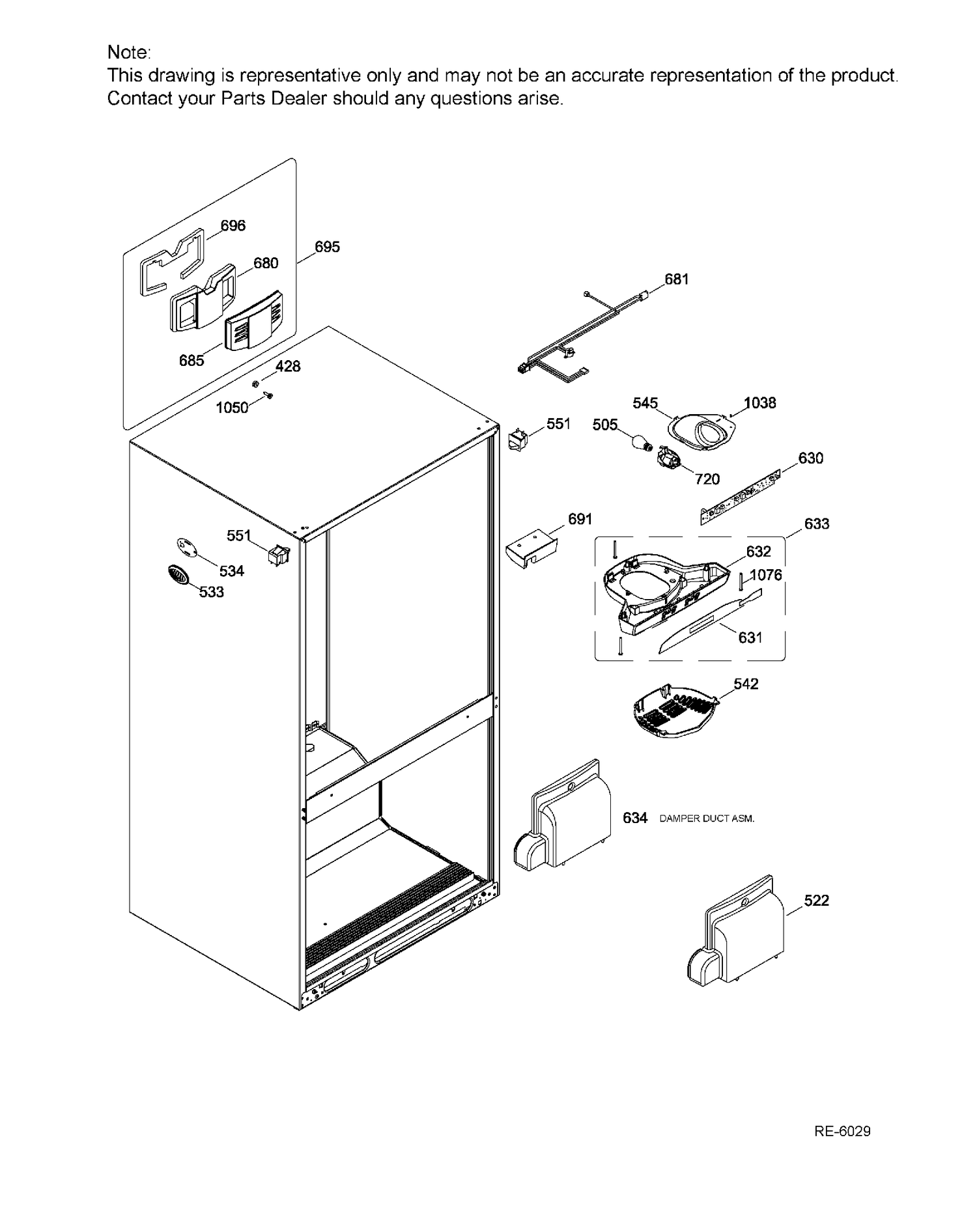 FF FUNCTIONAL PARTS Diagram and Parts List for GNR22DGEBFBB  General Electric Refrigerator
