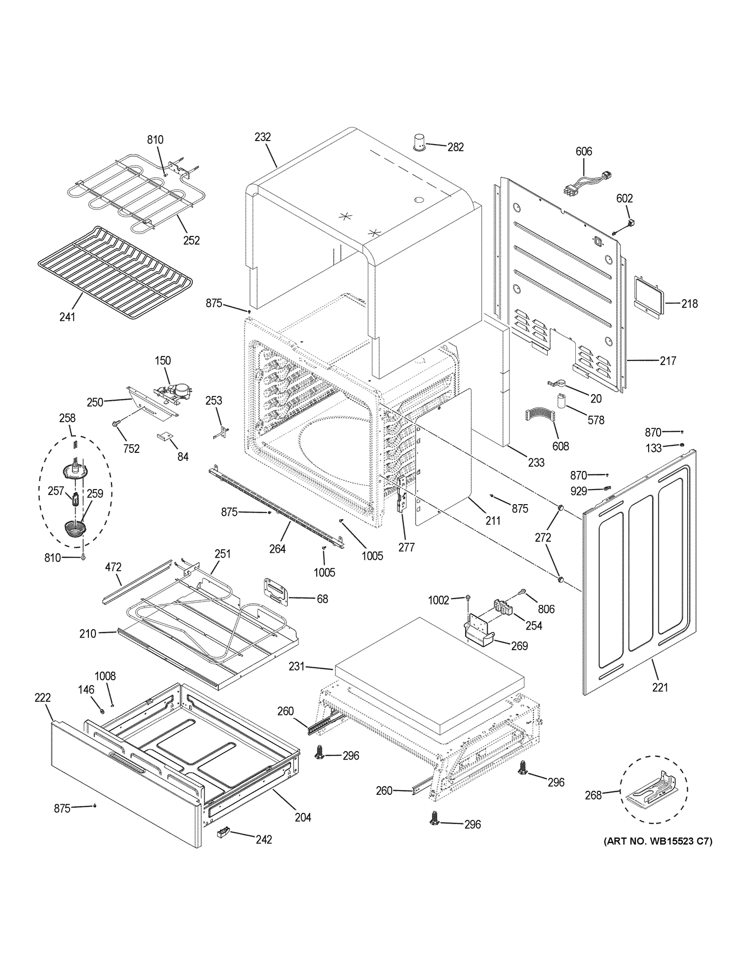BODY PARTS Diagram and Parts List for JS760BL1TS  General Electric Range