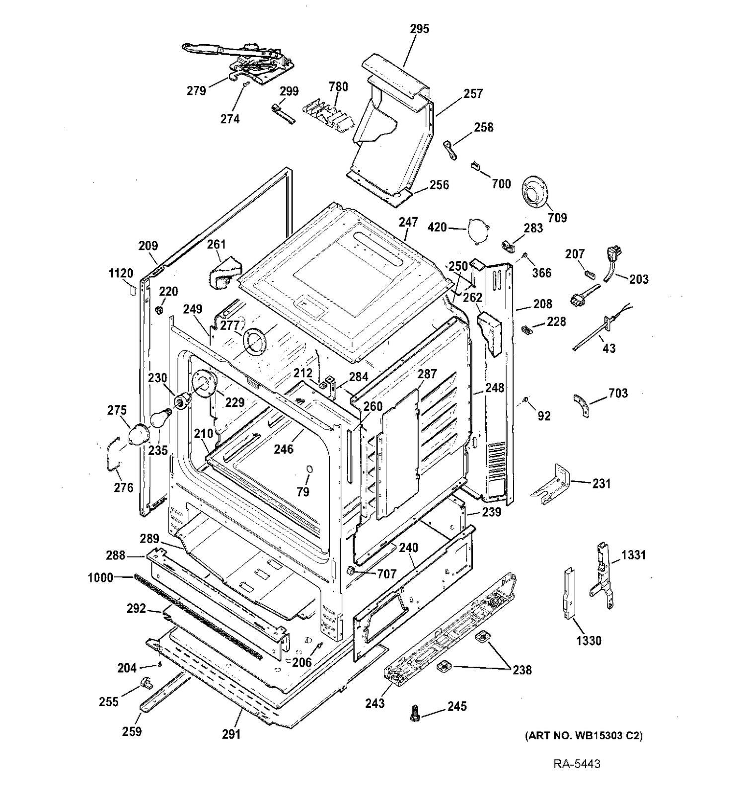 BODY PARTS Diagram and Parts List for JCGB650DEF1WW  General Electric Range
