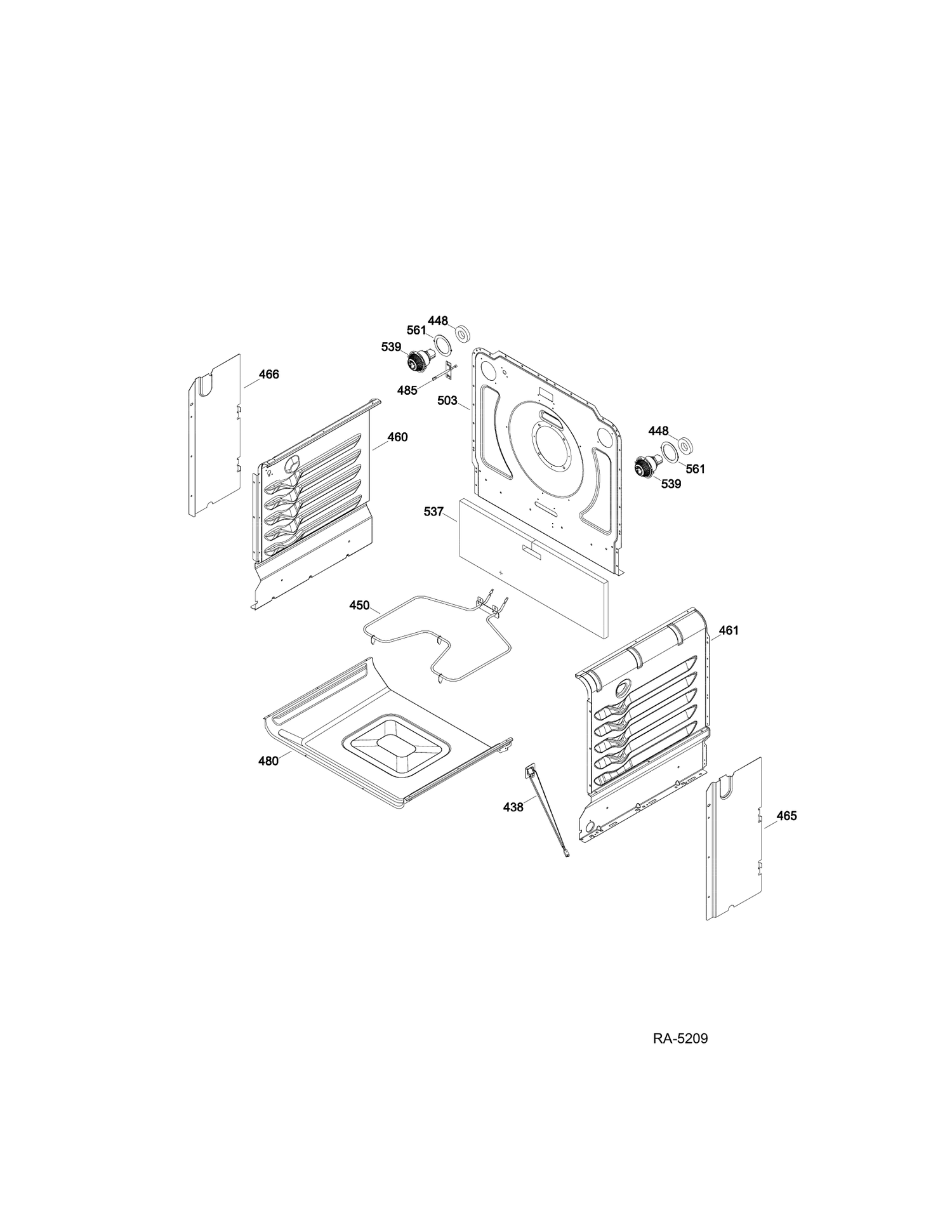 OVEN CAVITY Diagram and Parts List for PC2B930SET2SS  General Electric Range