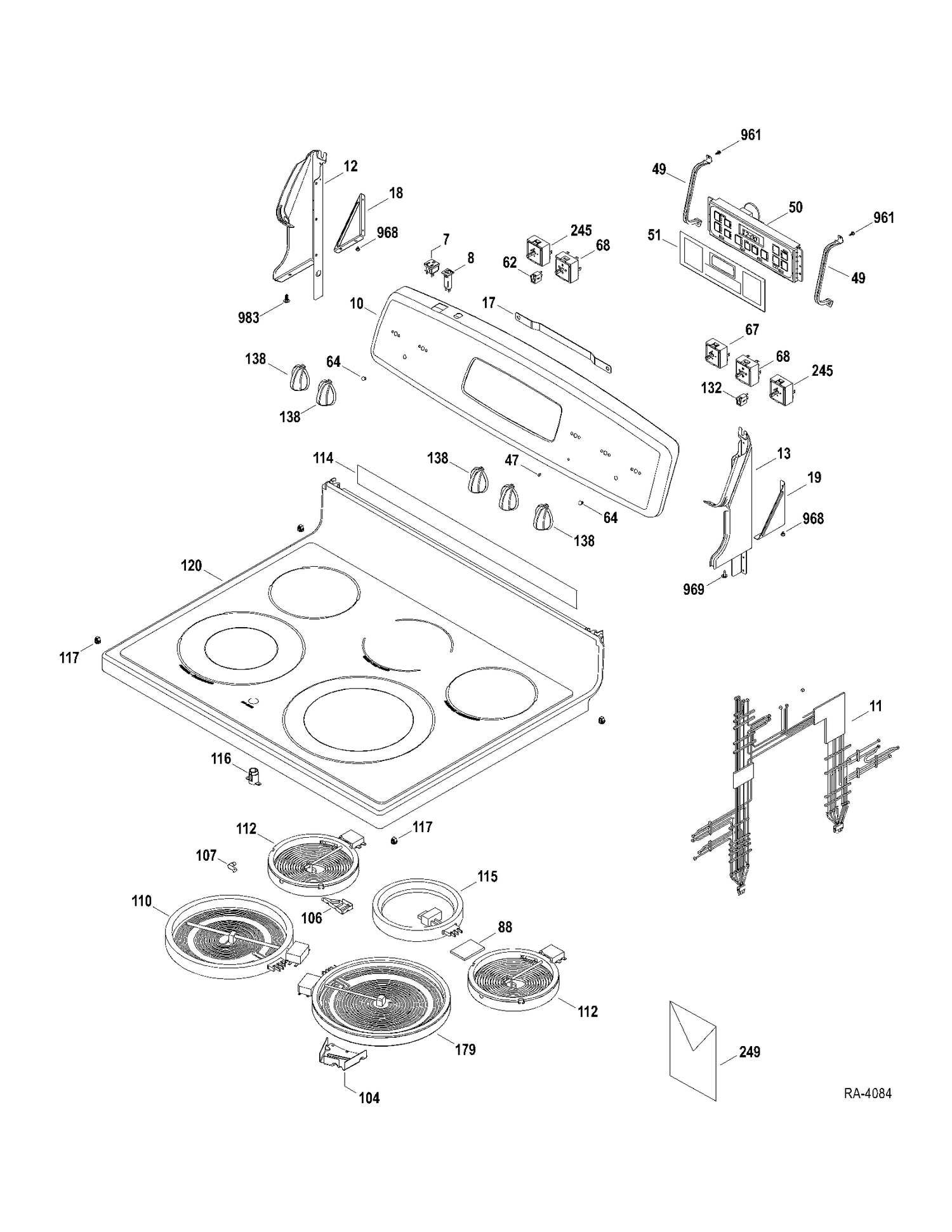 CONTROLS-COOKTOP Diagram and Parts List for JCB710SP3SS  General Electric Range