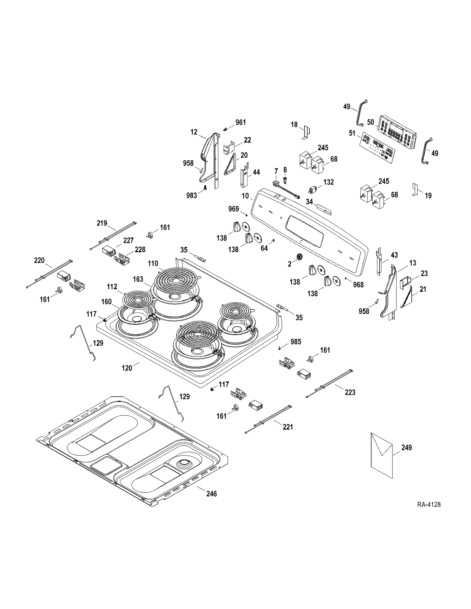 CONTROLS-COOKTOP Diagram and Parts List for JCBP350DT1BB  General Electric Range