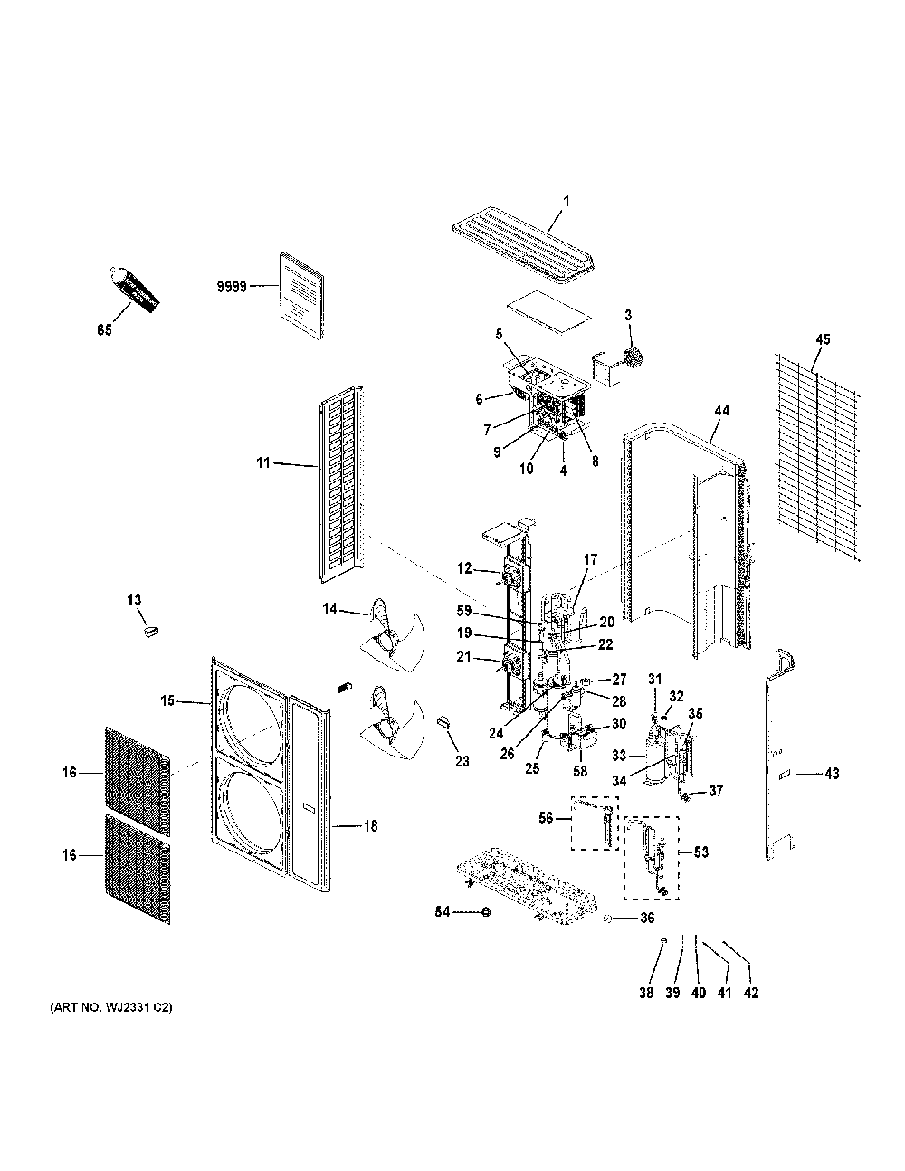Commercial Air Conditioner Diagram and Parts List for AUH4860ZGDA2  General Electric Air Conditioner