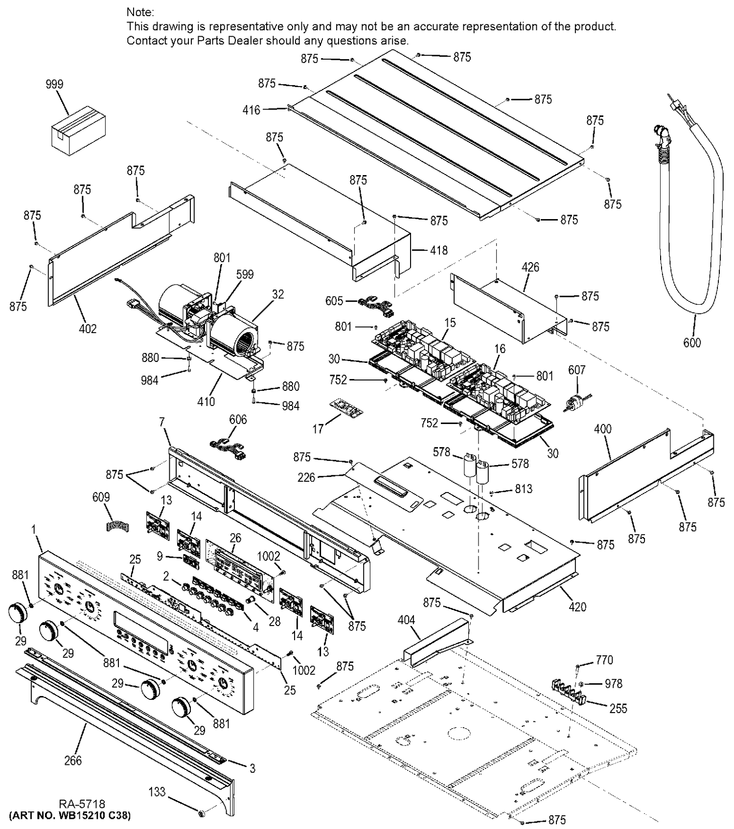 CONTROL PANEL Diagram and Parts List for ZET2SH1SS  General Electric Range
