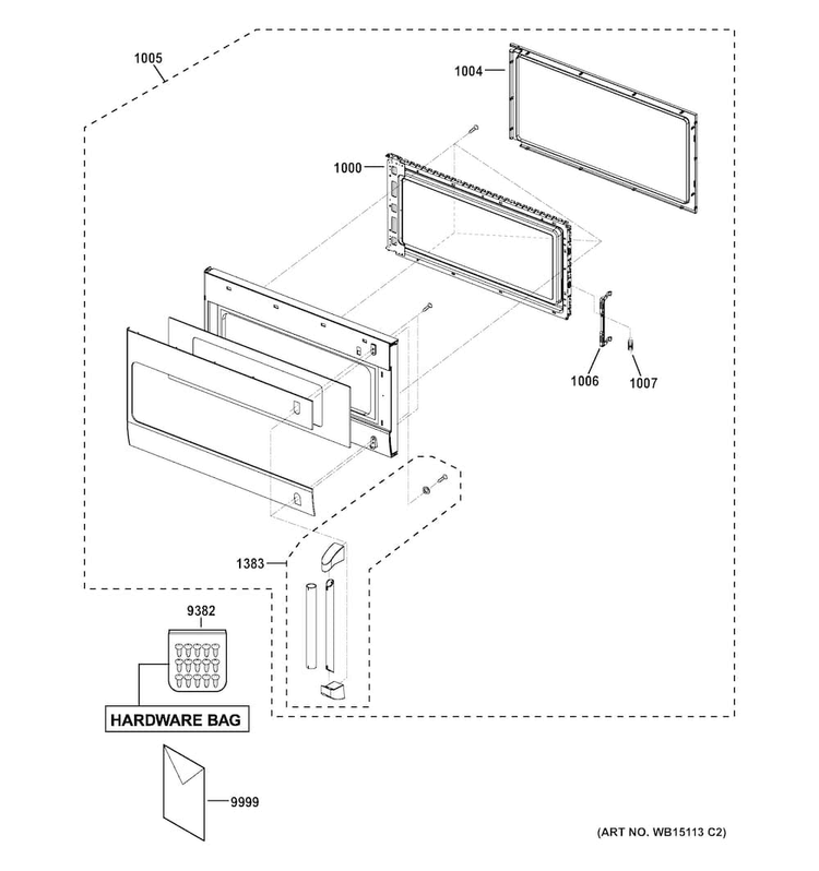 Door Parts Diagram and Parts List for CVM1750SH1SS  General Electric Microwave