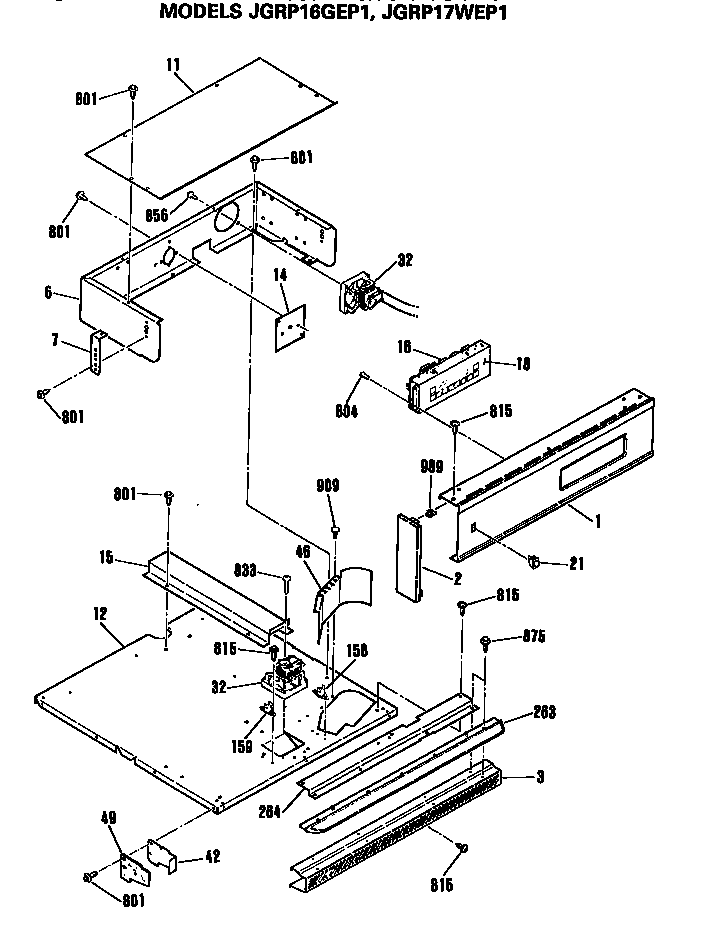 Control Diagram and Parts List for JGRP17WEP1WW  General Electric Wall Oven