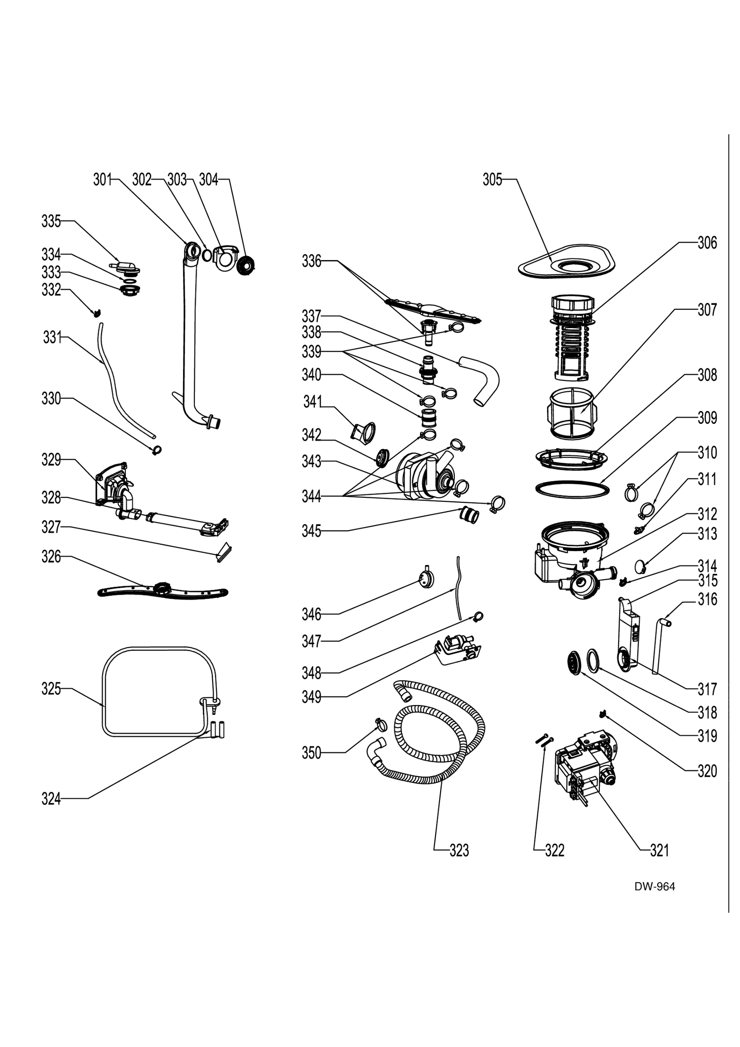 SUMP & MOTOR MECHANISM Diagram and Parts List for MDF400SGF0WW  General Electric Dishwasher