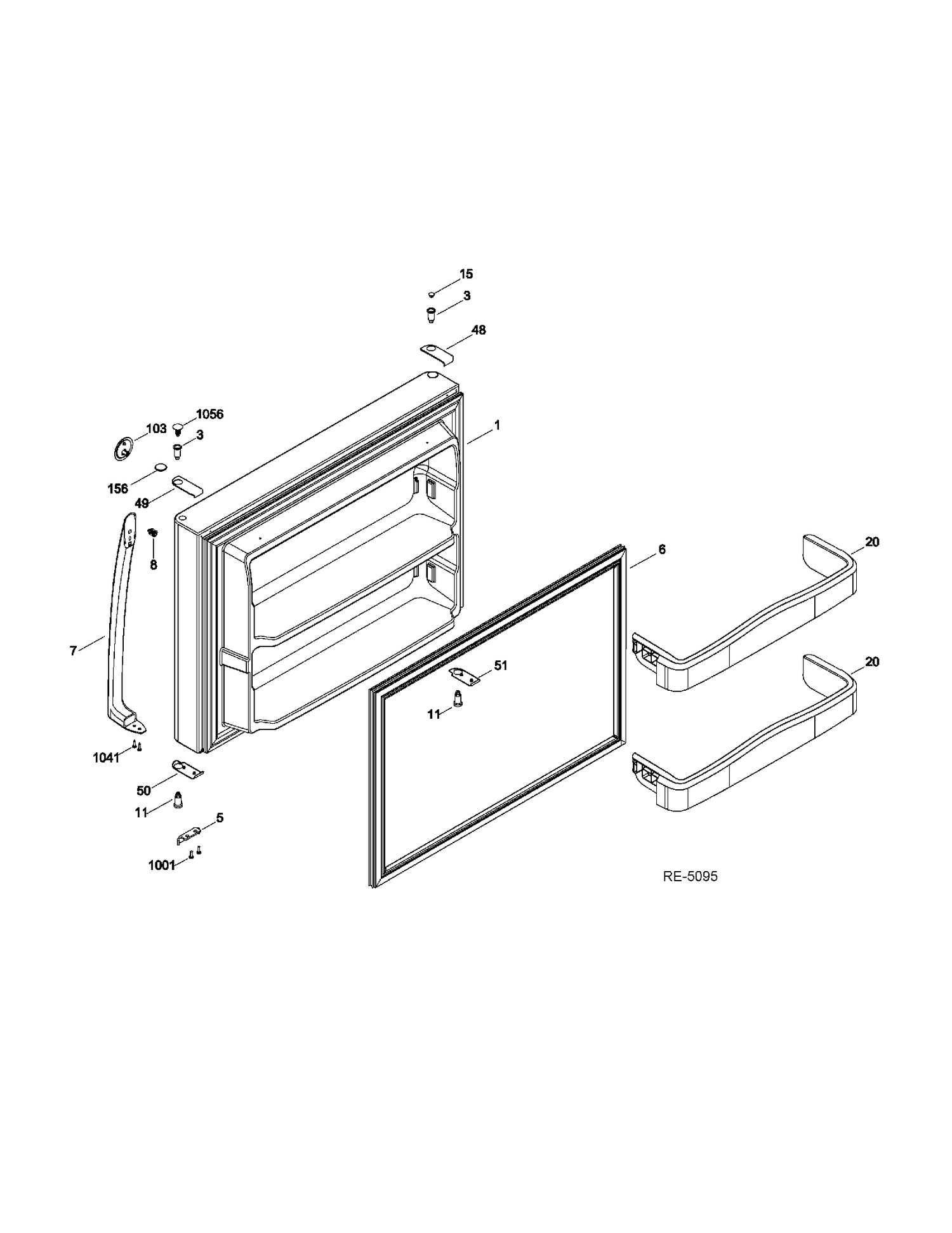 FZ DOOR Diagram and Parts List for GTRS0HBZBLSS  General Electric Refrigerator