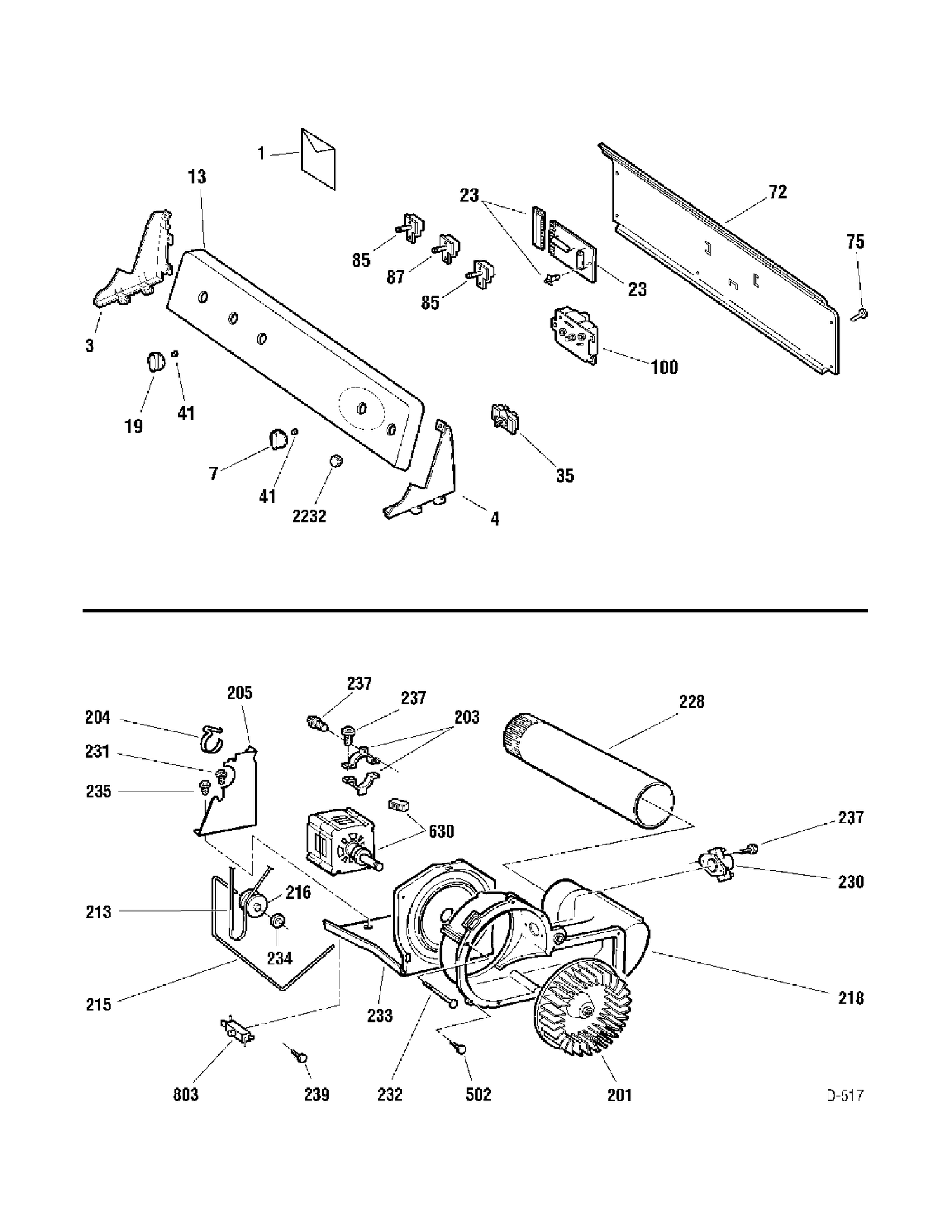 CONTROLS, DRIVE Diagram and Parts List for PRSR495GH0WW  General Electric Dryer
