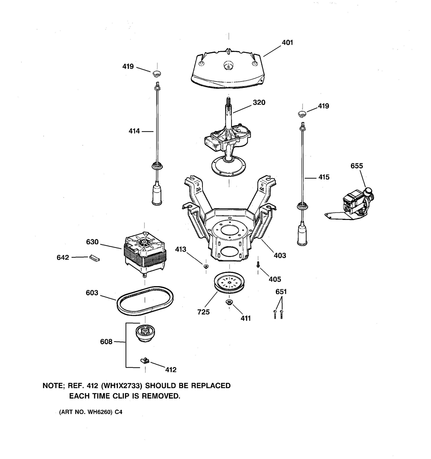 SUSPENSION, PUMP & DRIVE COMPONENTS Diagram and Parts List for GWSE5200B3WW  General Electric Washer