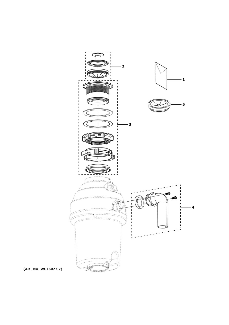 Disposer Diagram and Parts List for GFC1020N  General Electric Food Waste Disposer