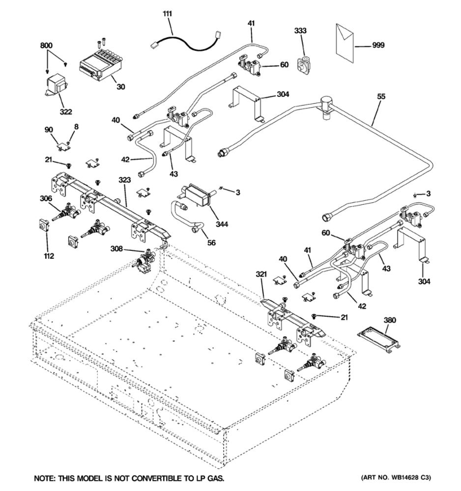 Gas And Burner Parts Diagram and Parts List for ZGU364NRP4SS  General Electric Cooktop
