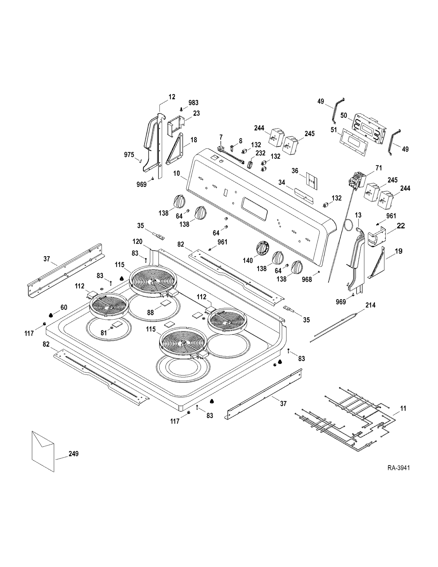 CONTROLS-COOKTOP Diagram and Parts List for MCBS585DR2WW  General Electric Range