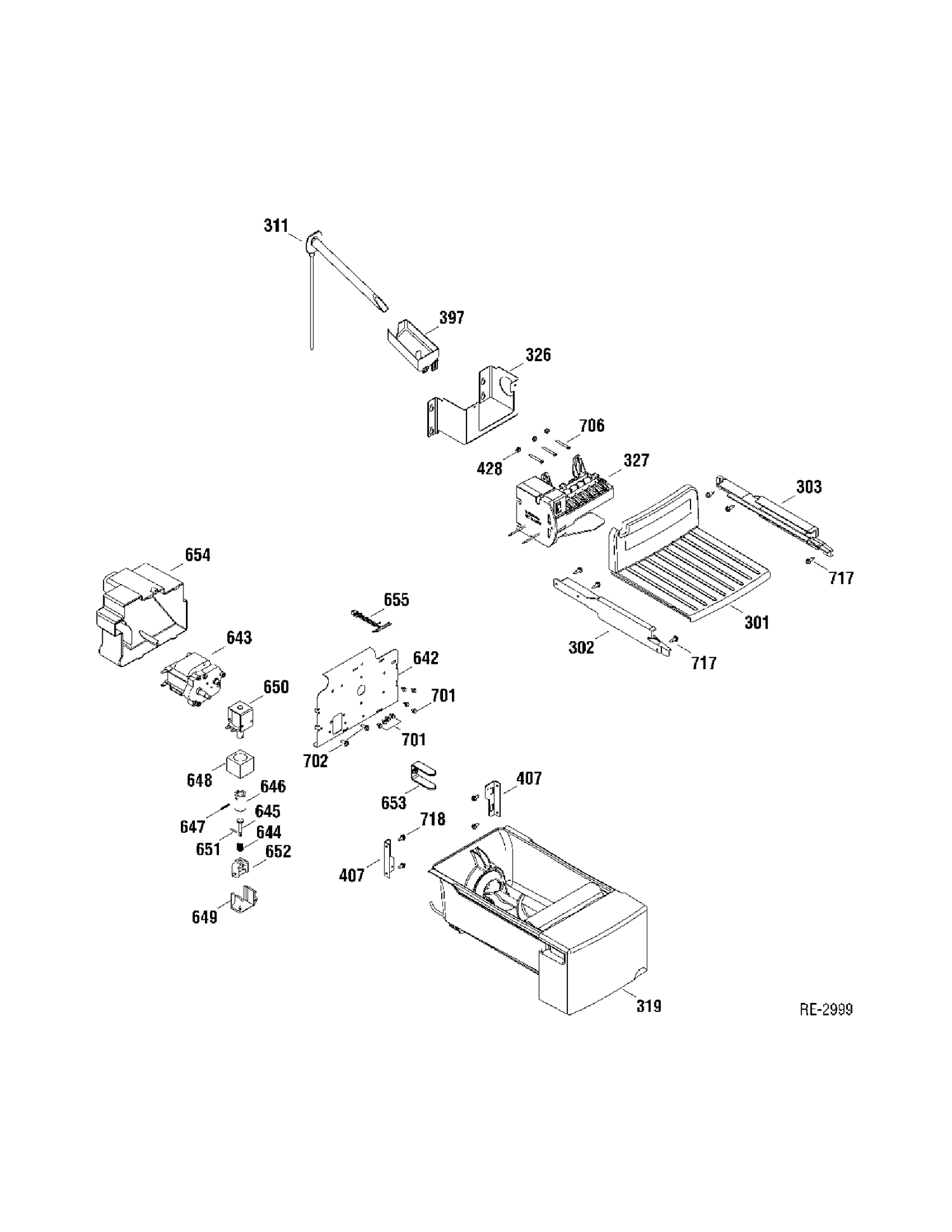 ICE MAKER Diagram and Parts List for GSR23VSWASS  General Electric Refrigerator