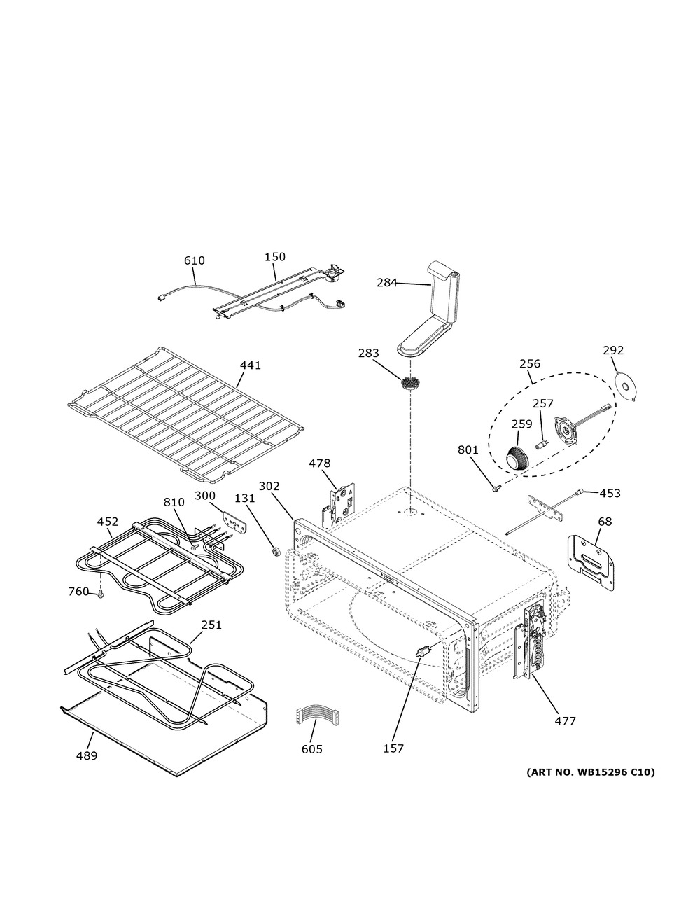 Upper Oven Diagram and Parts List for PS960YP7FS  General Electric Range