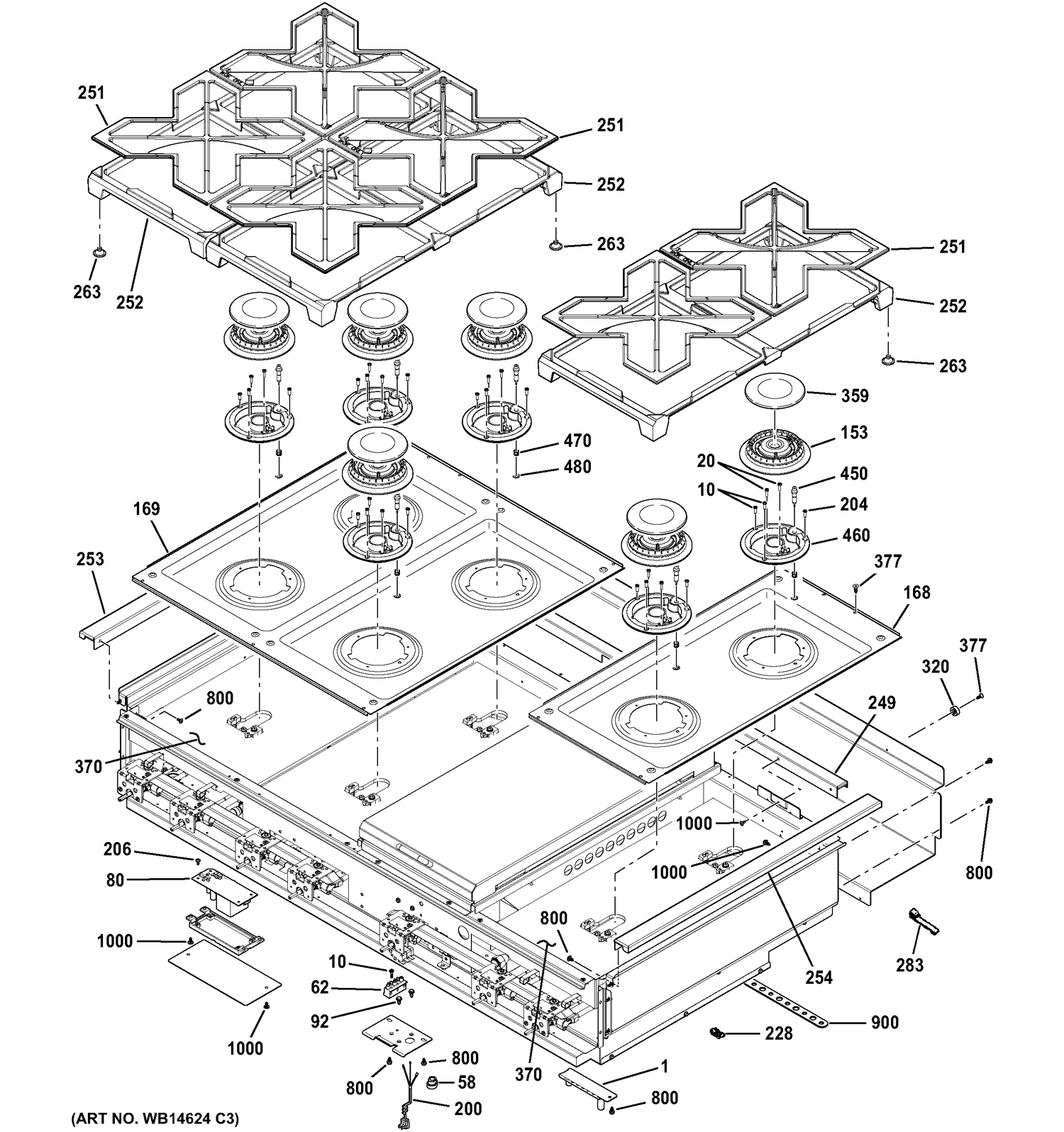 COOKTOP Diagram and Parts List for ZGU486NRP7SS  General Electric Range