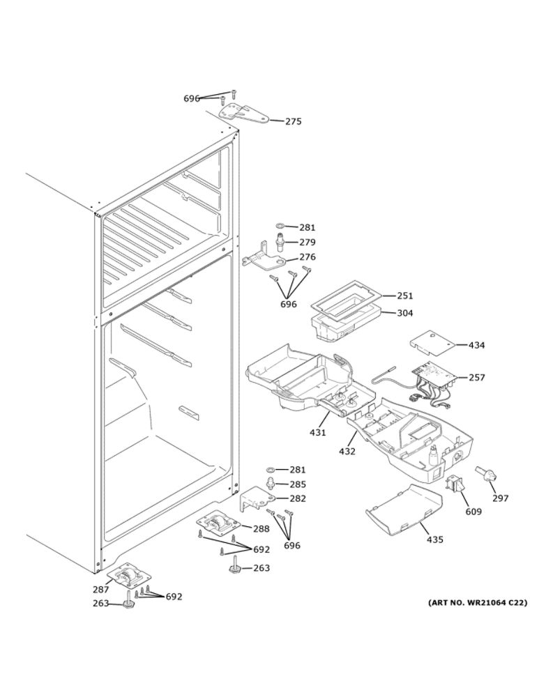 Fresh Food Section Diagram and Parts List for GIE22JSNBRSS  General Electric Refrigerator