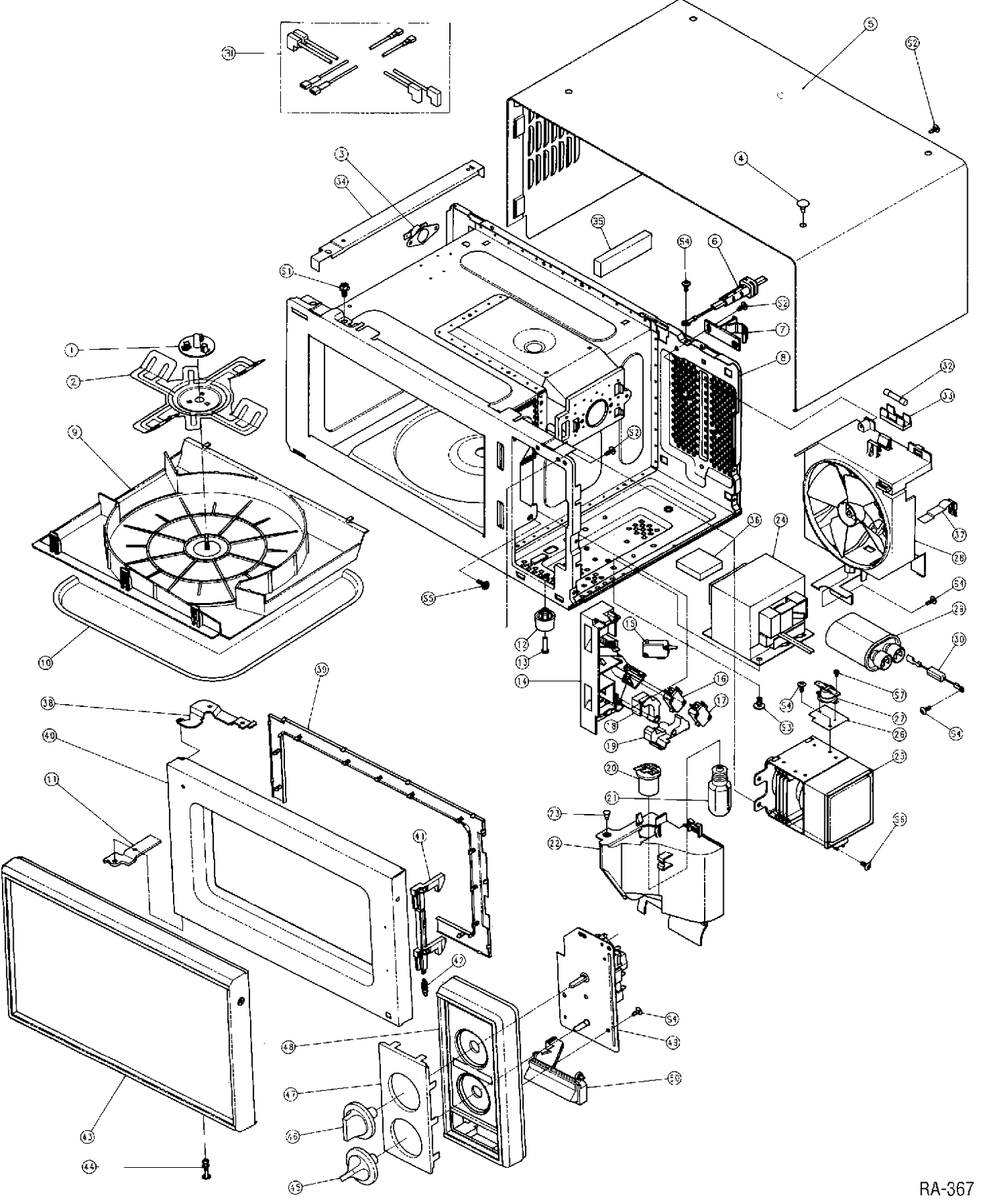 BODY PARTS Diagram and Parts List for GSU0411BA04  General Electric Microwave