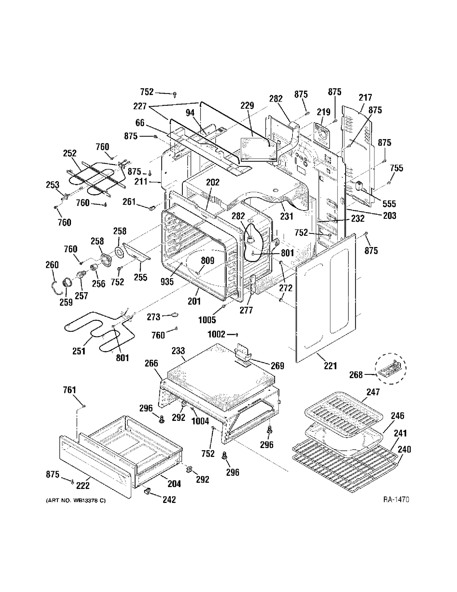 CHASSIS Diagram and Parts List for 158911  General Electric Range