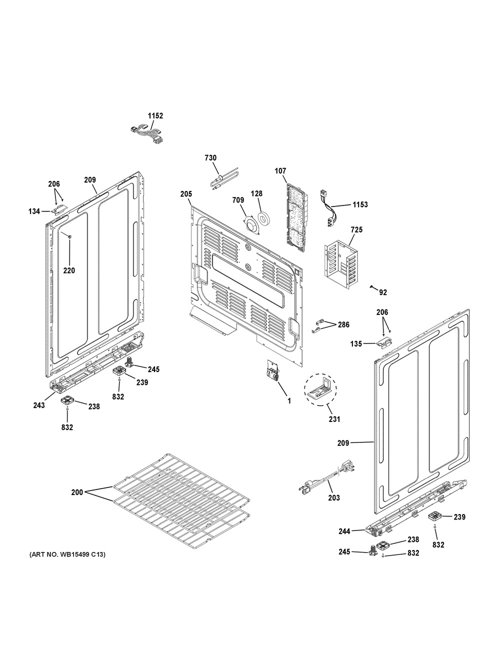 Body Parts Diagram and Parts List for CGS995SEL2SS  General Electric Range