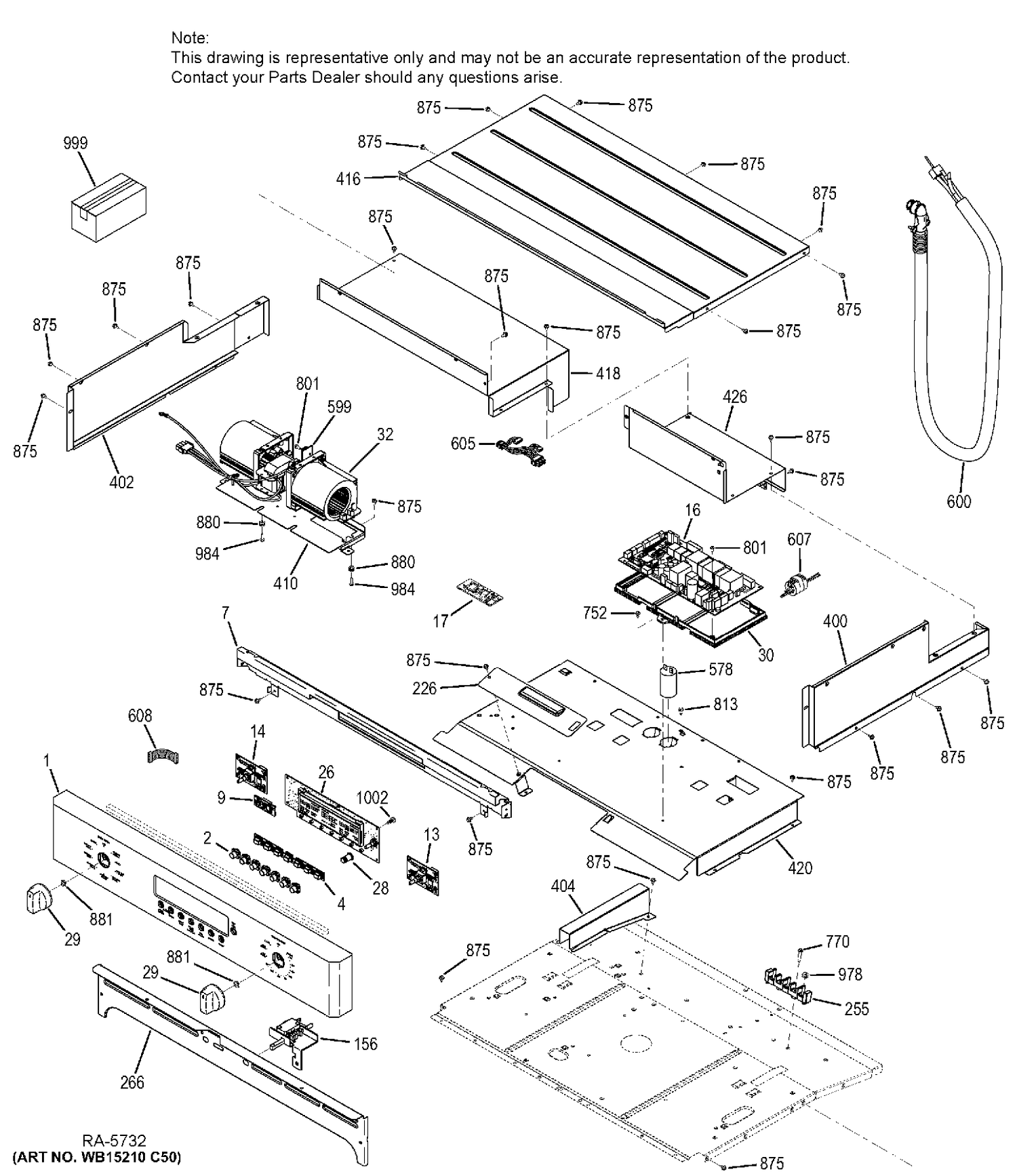 CONTROL PANEL Diagram and Parts List for ZET1FH1SS  General Electric Range