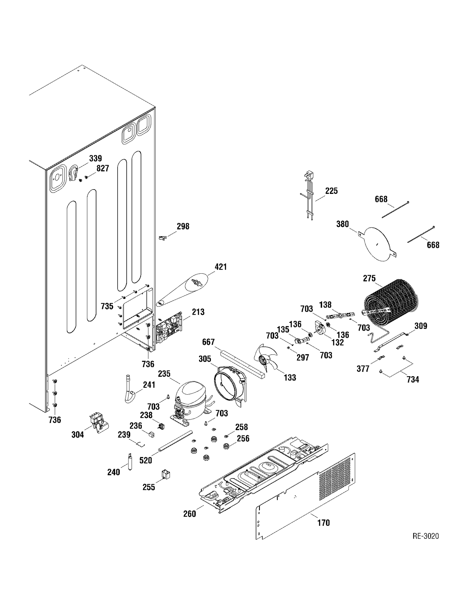 SYSTEM PARTS Diagram and Parts List for GSRC3QGXAFBB  General Electric Refrigerator