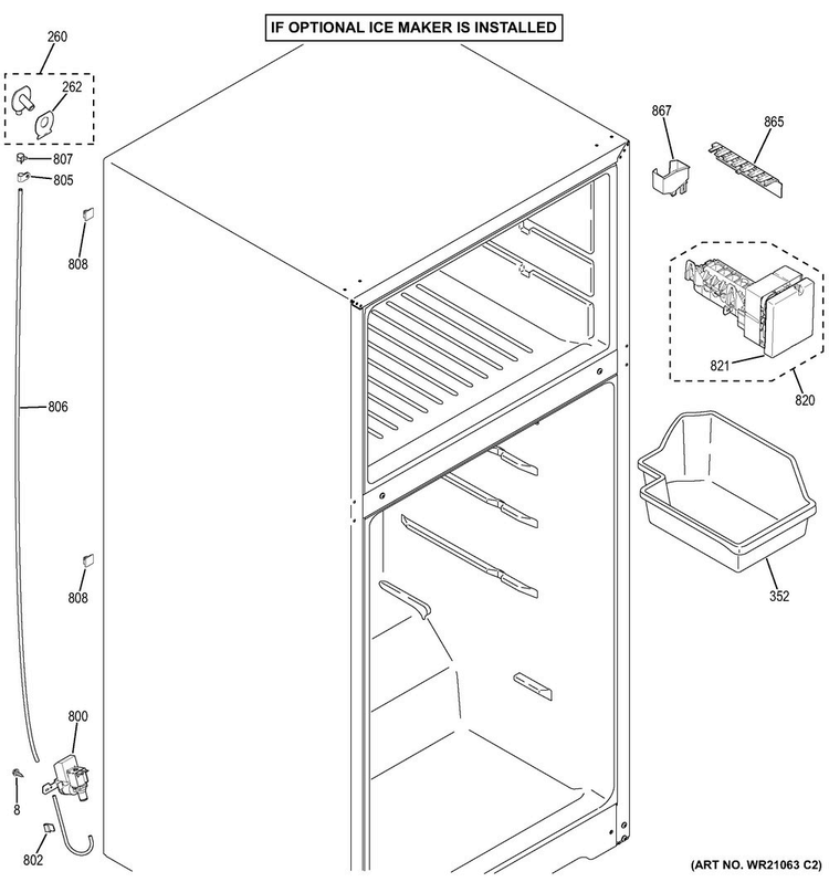 Ice Maker Diagram and Parts List for FBS15RCKJRWW  General Electric Refrigerator