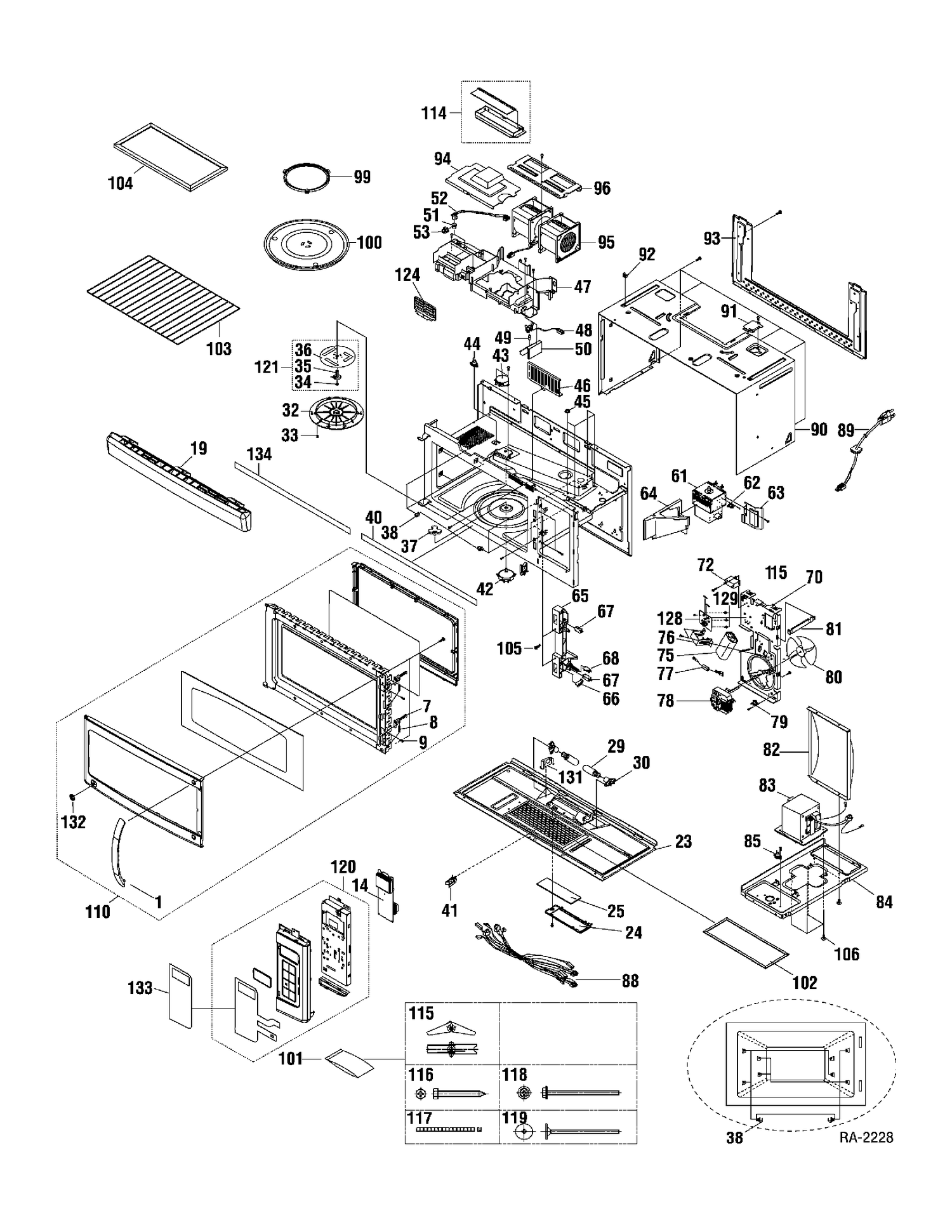 MICROWAVE Diagram and Parts List for DVM1850BMC01  General Electric Microwave