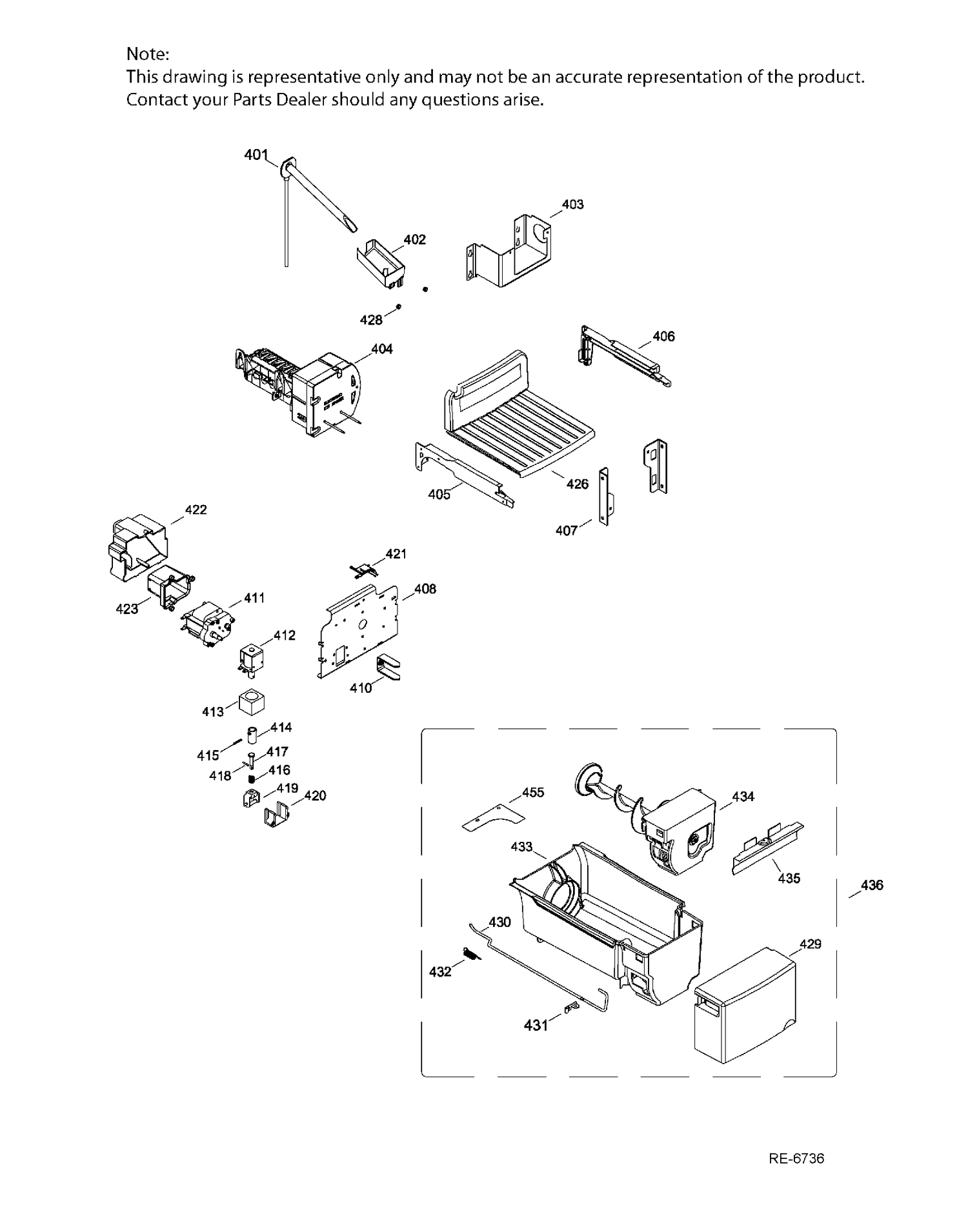 ICE MAKER & DISPENSER Diagram and Parts List for GSRC3KLXHFWW  General Electric Refrigerator