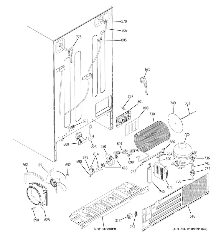 Machine Compartment Diagram and Parts List for PSE29KSECCSS  General Electric Refrigerator