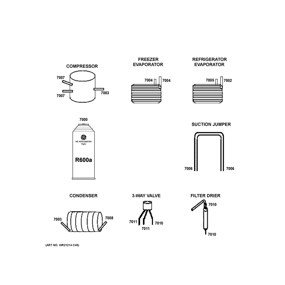 Lokring Connectors Diagram and Parts List for CXE22DM5PFS5  General Electric Refrigerator