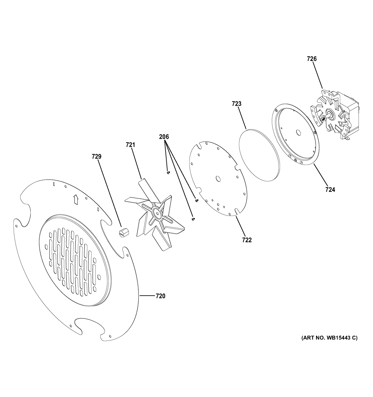 CONVECTION FAN Diagram and Parts List for PGB940SEJ1SS  General Electric Range