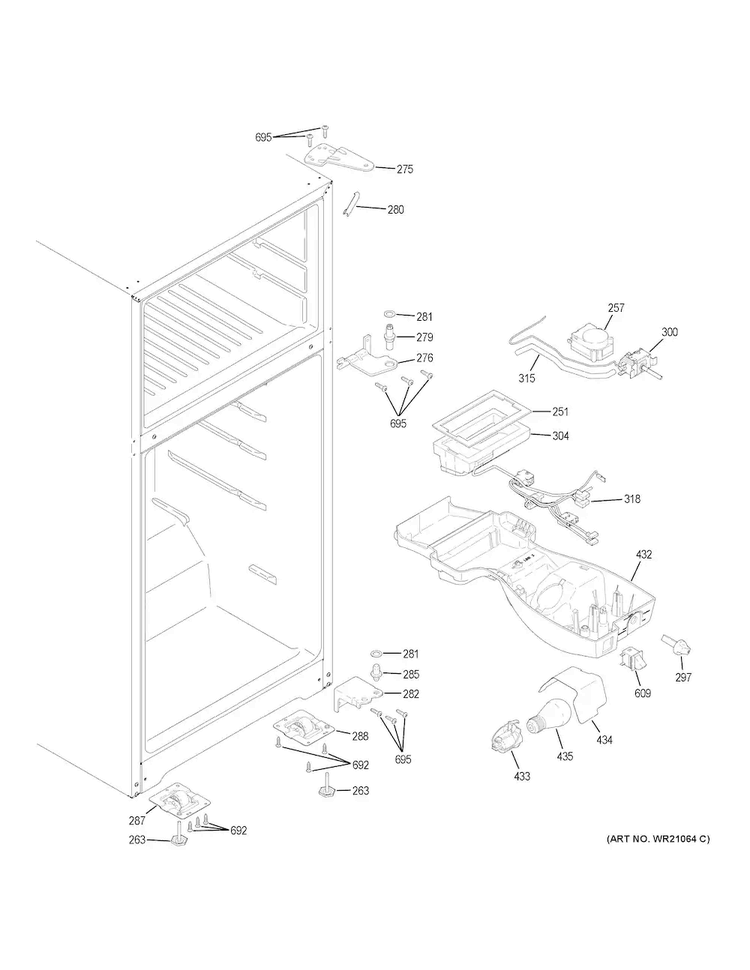 Fresh Food Section Diagram and Parts List for GIE16GSHCRSS  General Electric Refrigerator