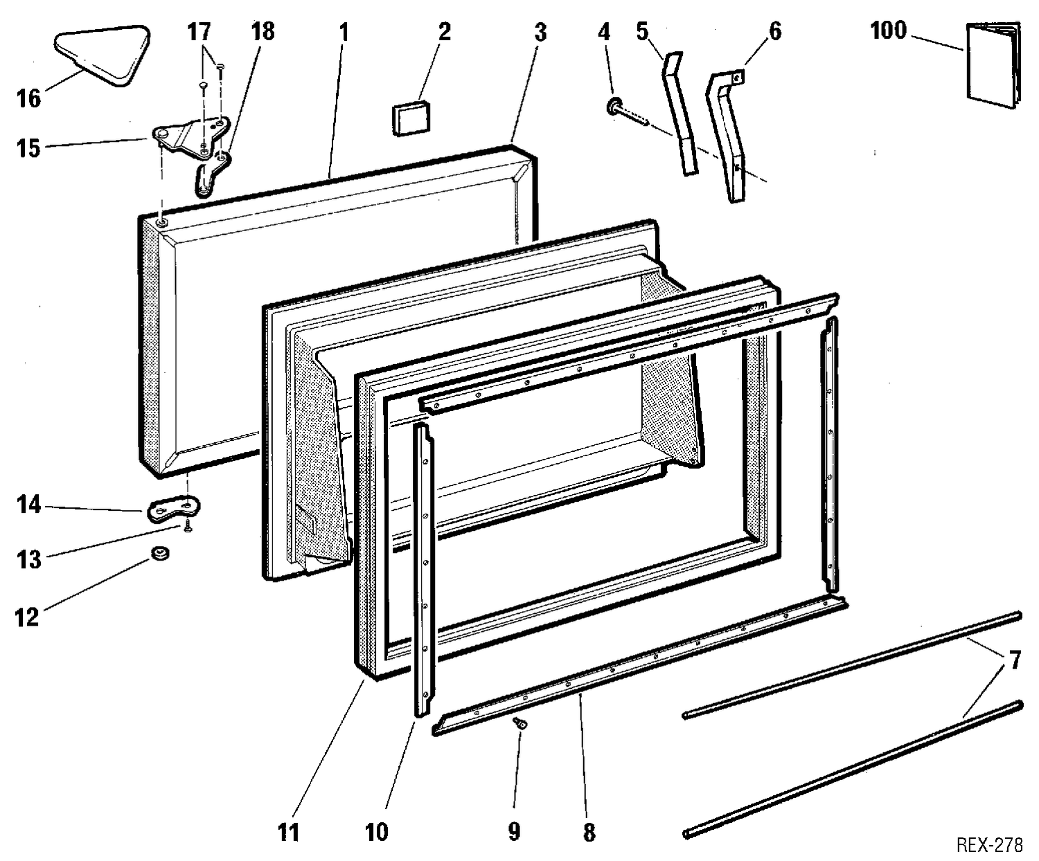 FREEZER DOOR Diagram and Parts List for YRFP1703P-1  General Electric Refrigerator