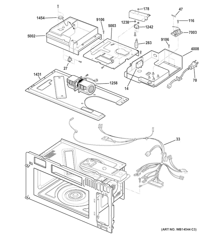 Interior Parts Diagram and Parts List for PVM9179SF2SS  General Electric Microwave