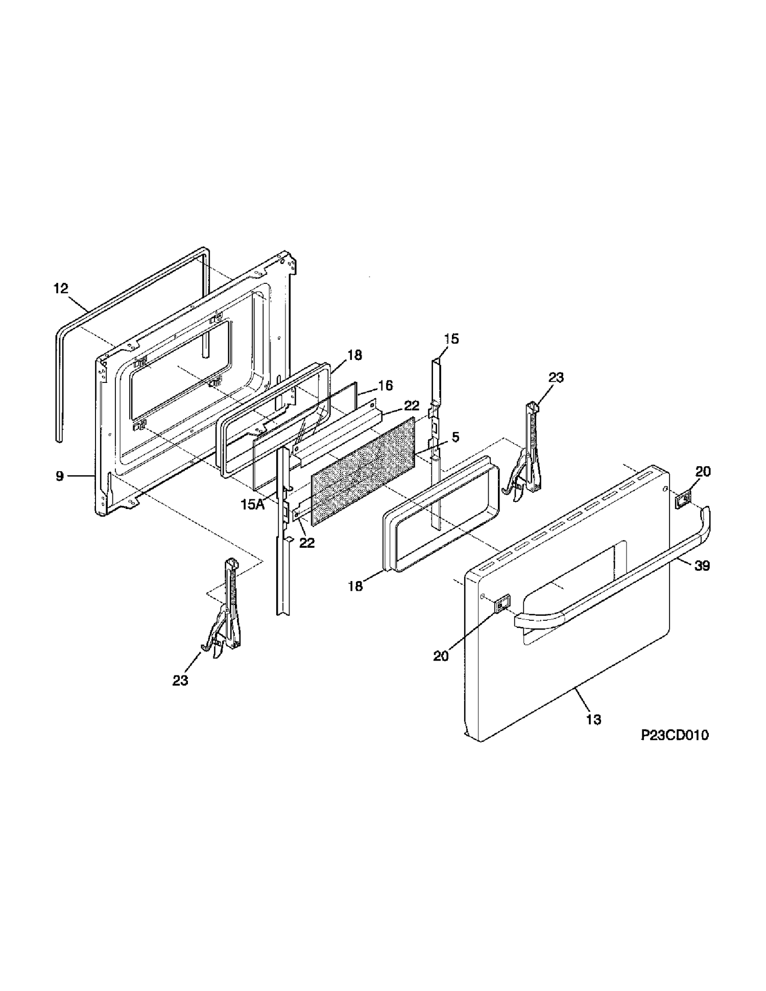 DOOR ASSEMBLY Diagram and Parts List for CRMF2150TM-1  General Electric Range