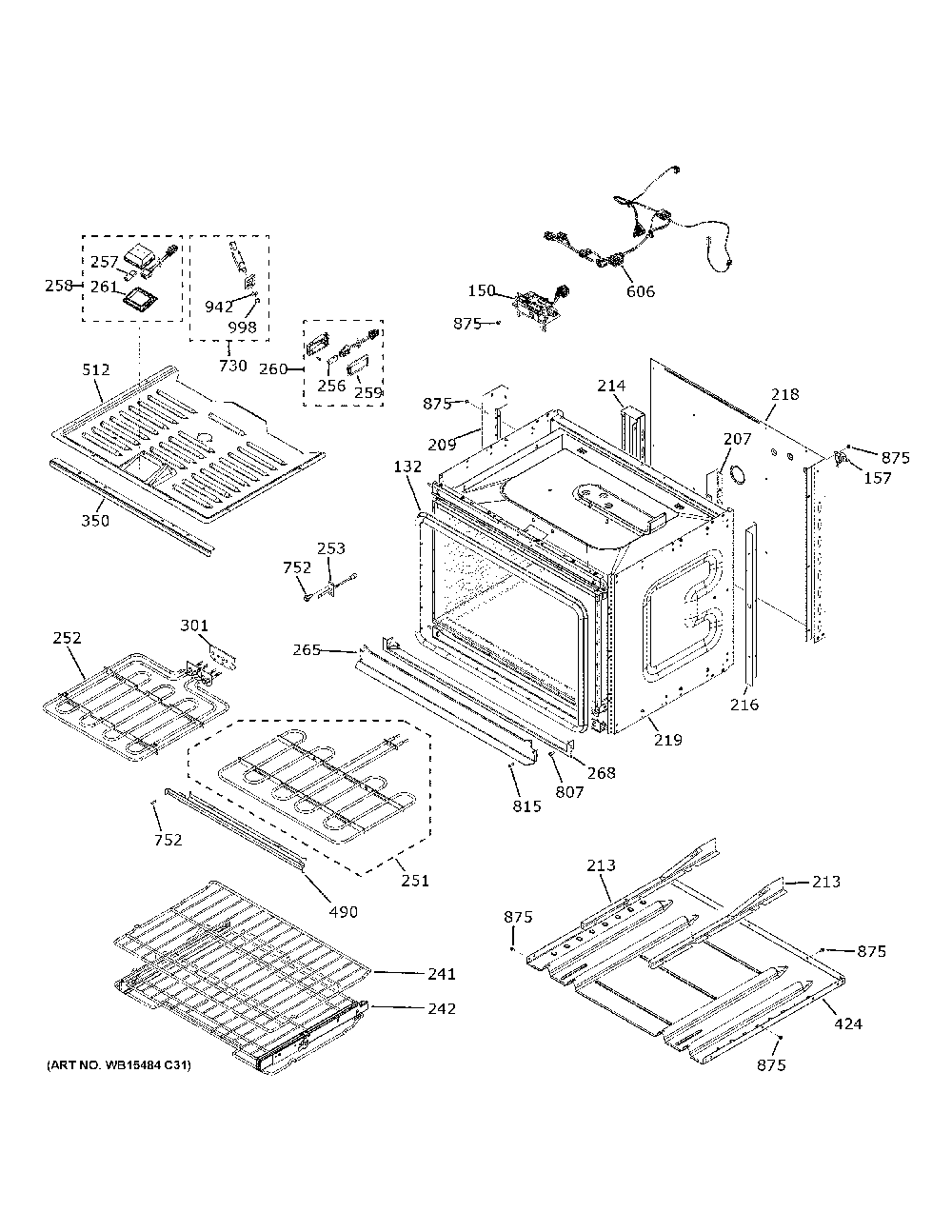 Lower Oven Diagram and Parts List for CTD90DM2N1S5  General Electric Wall Oven