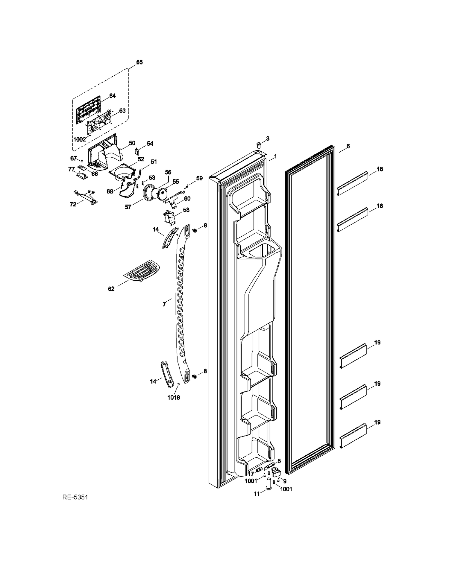 FZ DOOR Diagram and Parts List for GSRS3KLZDFBS  General Electric Refrigerator