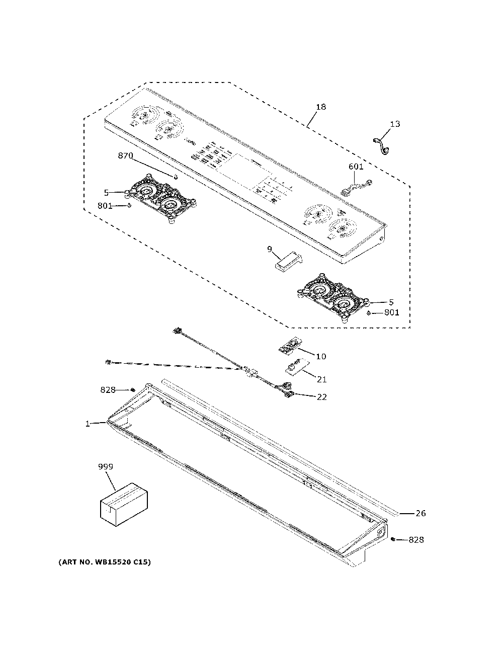 Control Panel Diagram and Parts List for CES700M2N3S5  General Electric Range