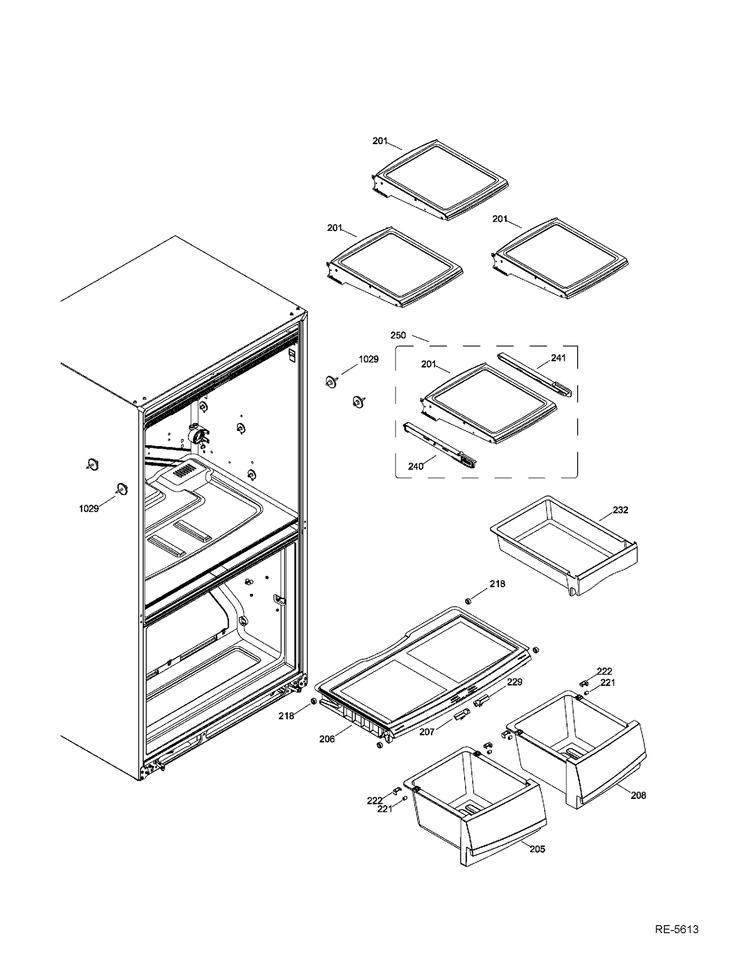 FF SHELVES Diagram and Parts List for PDR20KSEALES  General Electric Refrigerator