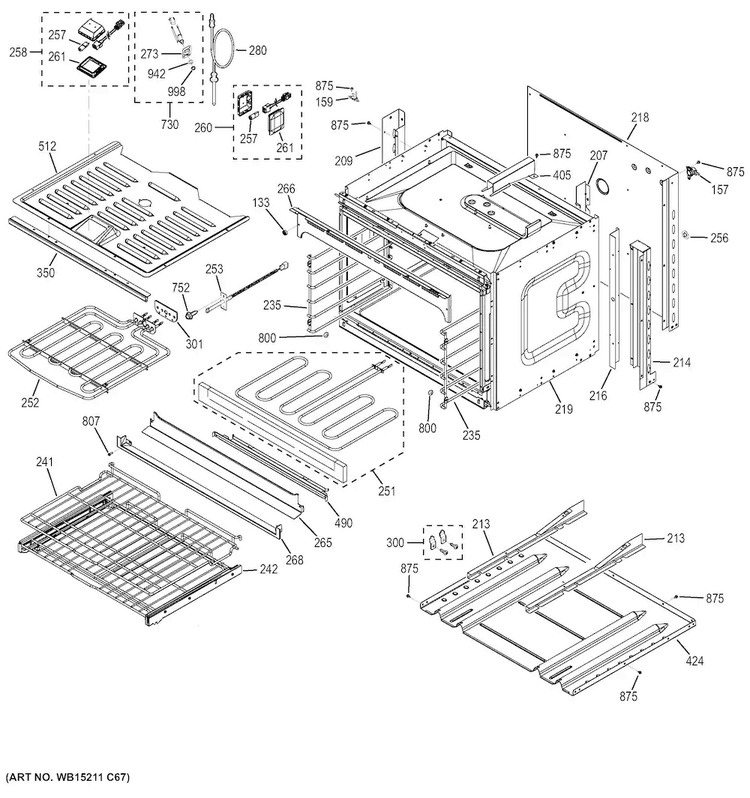 Lower Oven Diagram and Parts List for PT7550DF2WW  General Electric Wall Oven