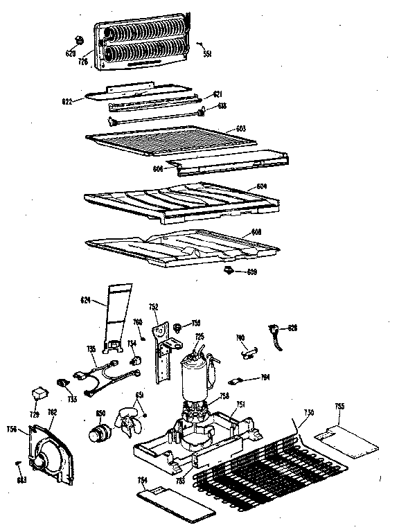 Unit Parts Diagram and Parts List for TBX18LKB  General Electric Refrigerator