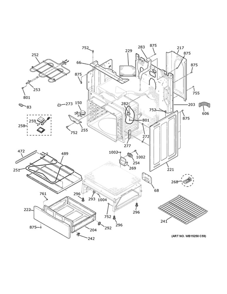 Body Parts Diagram and Parts List for JB735EP4ES  General Electric Range