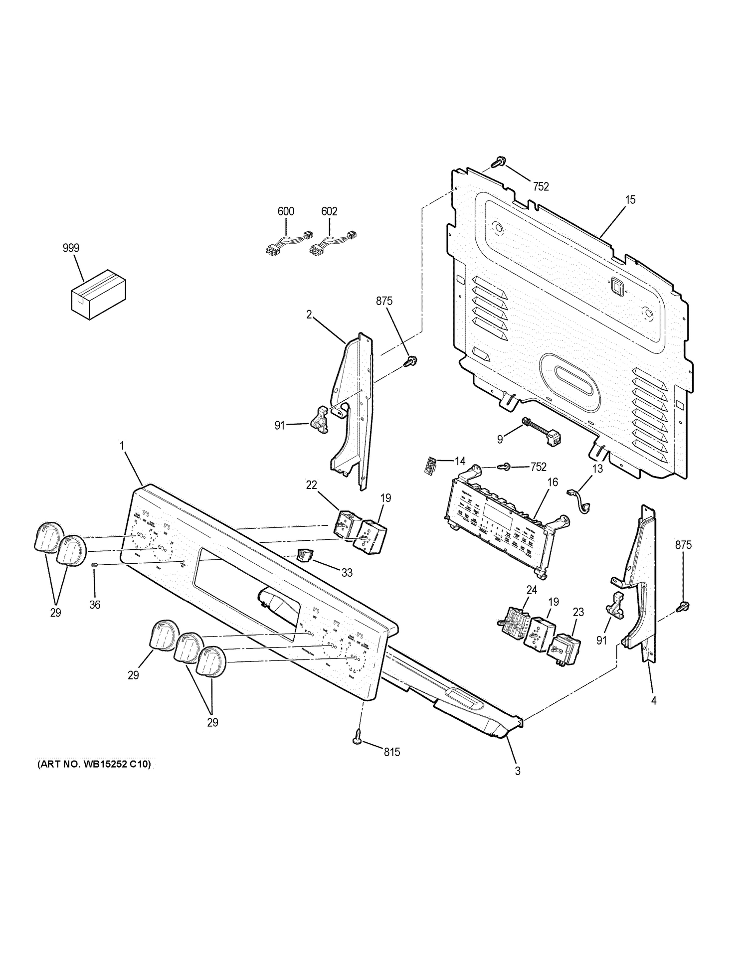 CONTROL PANEL Diagram and Parts List for PB930SL1SS  General Electric Range
